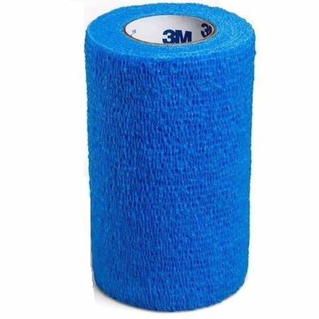 3M Coban Cohesive Bandage 4 Inch X 5 Yard Self-Adherent Closure Blue NonSterile Standard Compression,  1584B